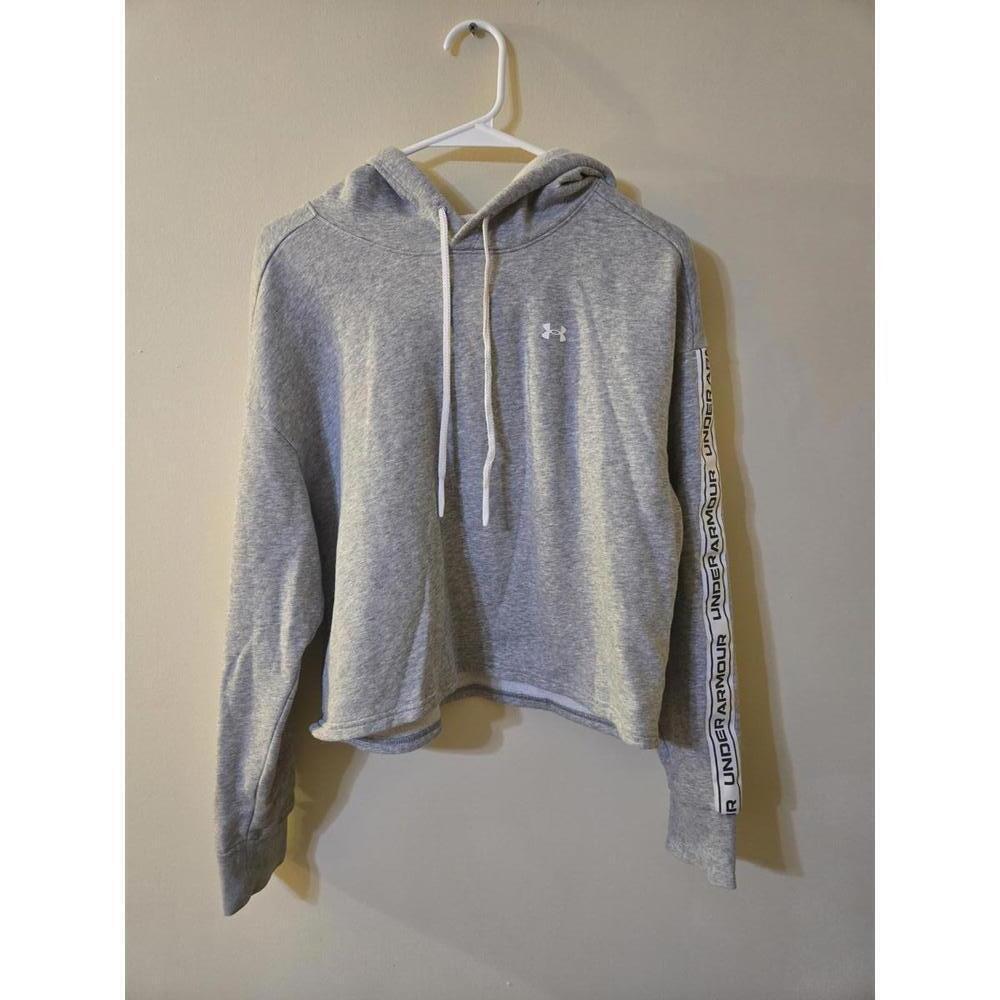 Under Armour Women's Gray Loose Fit cropped Hoodie Sweatshirt Medium